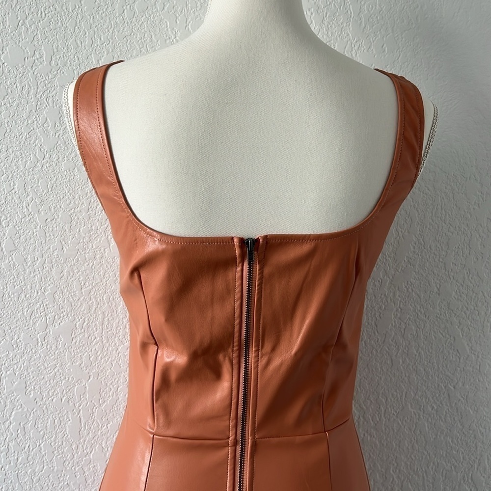 NWT N:Philanthropy Nuevo Vegan Leather Mini Dress in Camel in Size Medium 🌹 - Picture 9 of 12